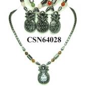 Colored Semi precious Stone Hematite Pineapple Pendant Chain Choker Fashion Necklace